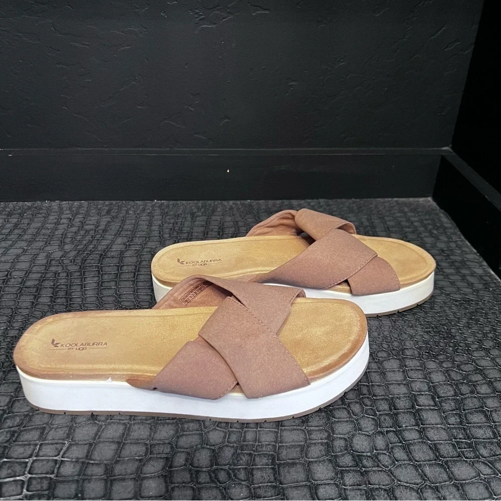 Koolaburra By UGG Womens Size 9 Color Beige/ White Platform Slide San-dals